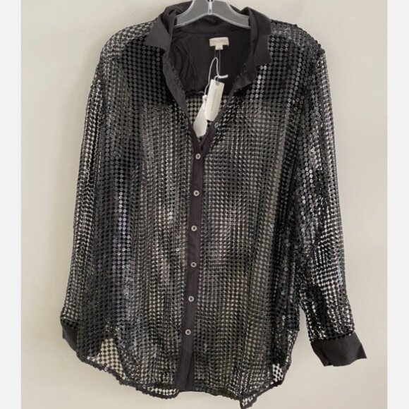Brand New Anthropologie Pilcro Long-Sleeve Chainmail Buttondown Blouse - Picture 4 of 8